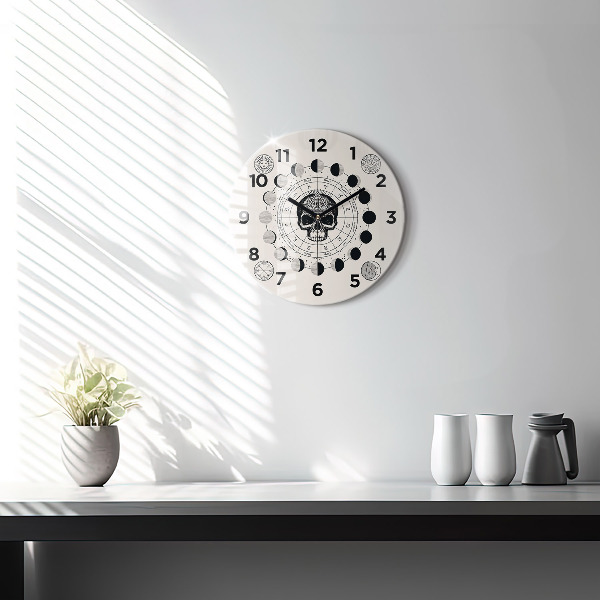 Round glass wall clock Moon phases