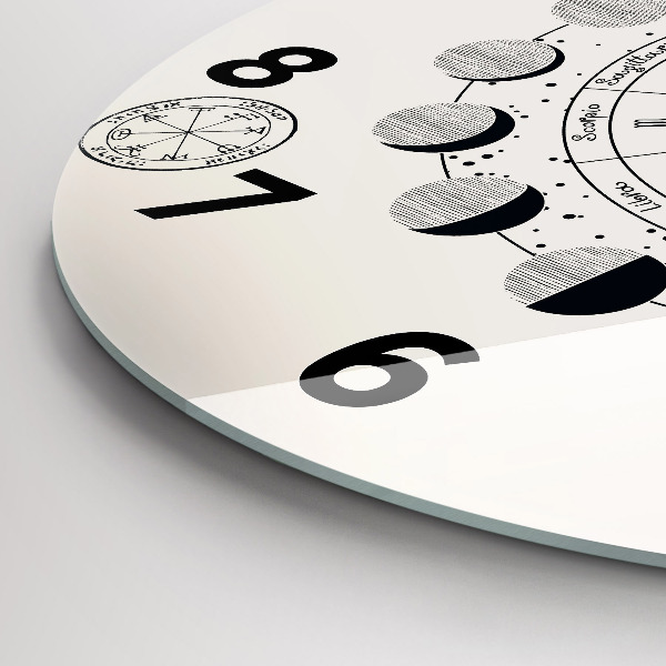 Round glass wall clock Moon phases