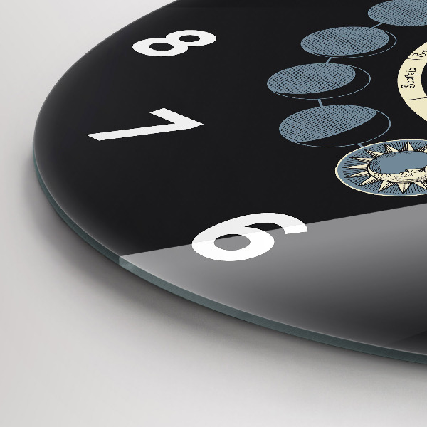 Round glass wall clock Moon phases