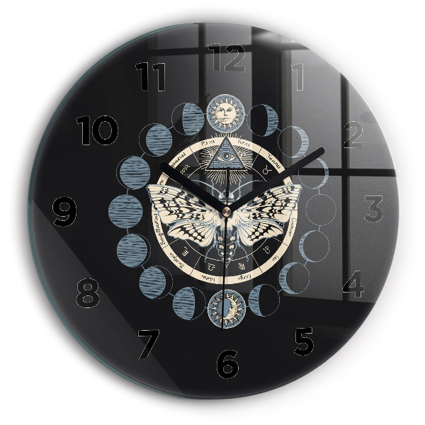 Round glass wall clock Moon phases