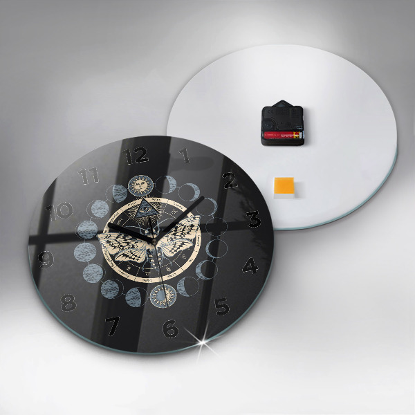 Round glass wall clock Moon phases