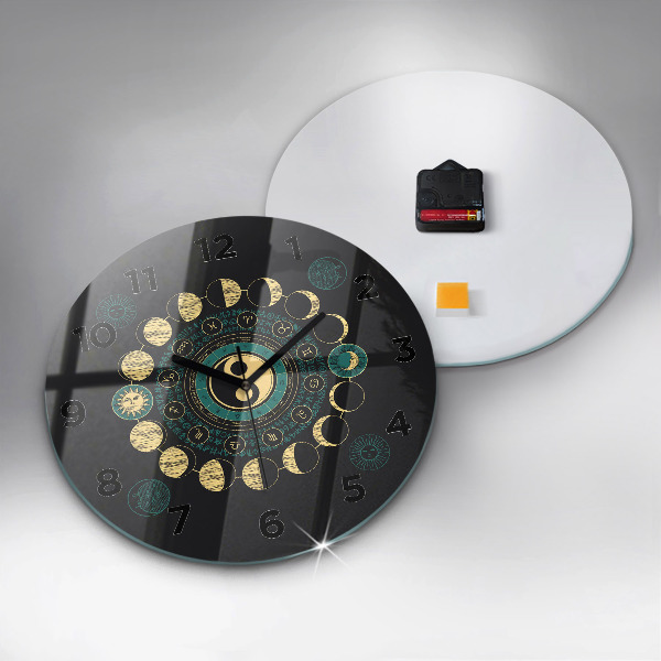 Round glass wall clock Moon phases