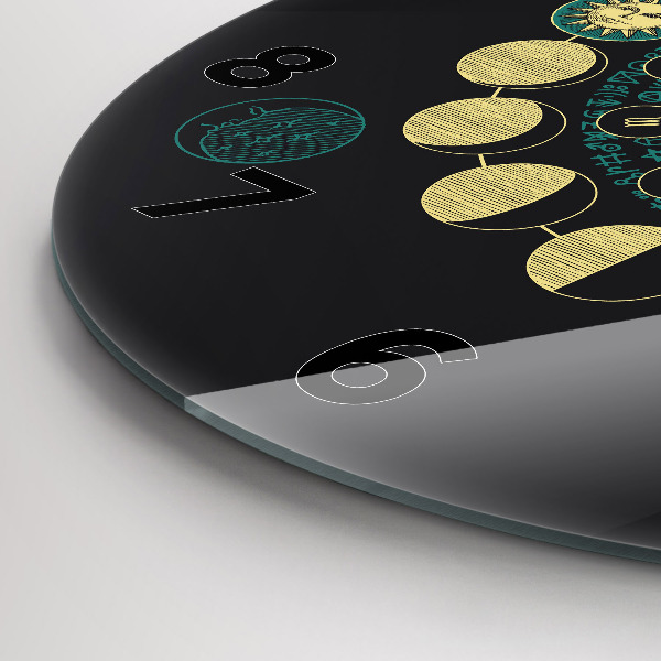 Round glass wall clock Moon phases
