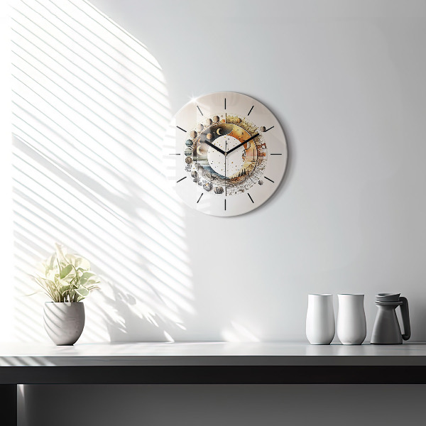 Round glass wall clock Astronomy clock