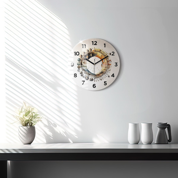 Round glass wall clock Astronomy clock