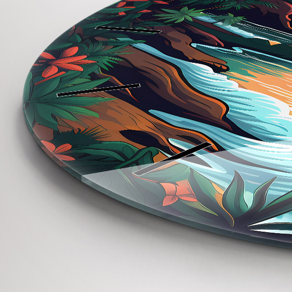 Round glass wall clock Fairytale sunset