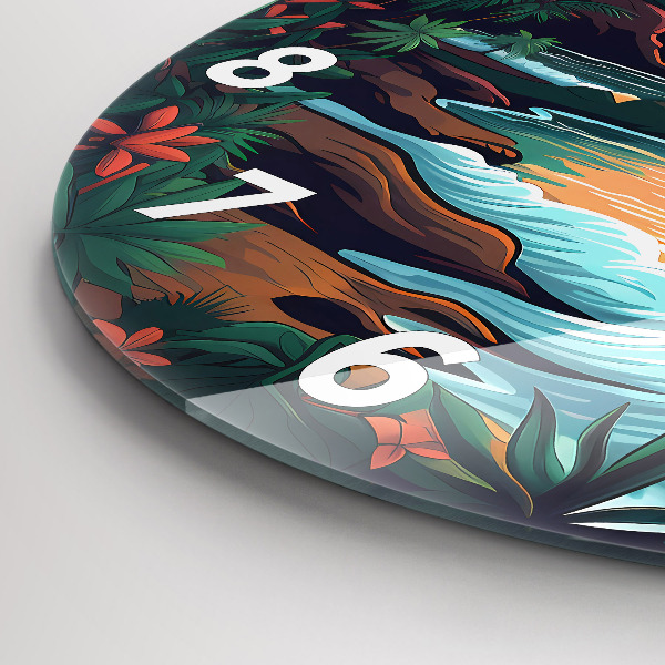 Round glass wall clock Fairytale sunset