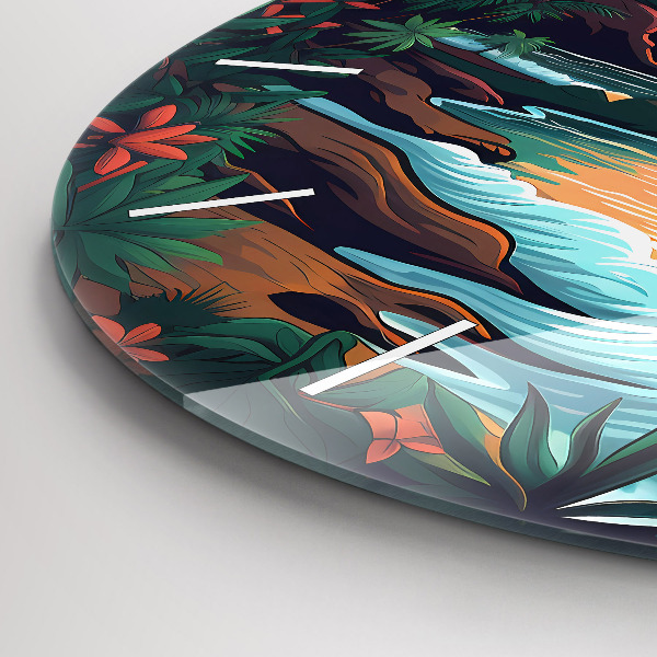 Round glass wall clock Fairytale sunset