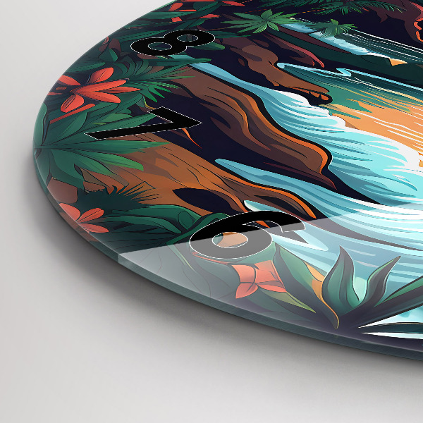 Round glass wall clock Fairytale sunset