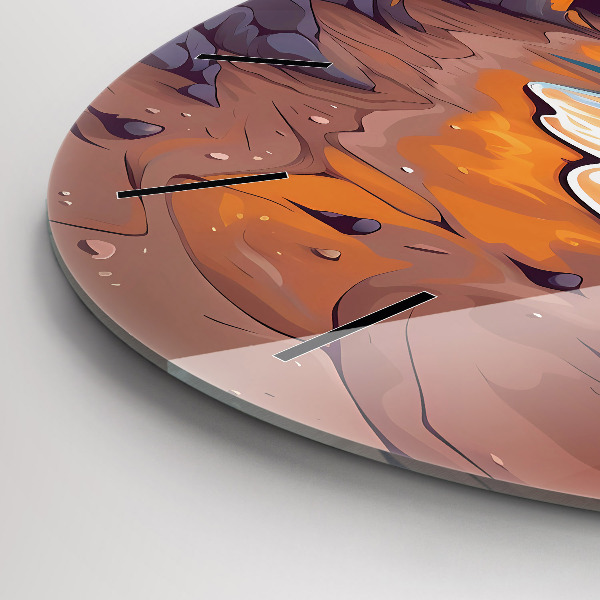 Round glass wall clock Fairytale ocean and sun