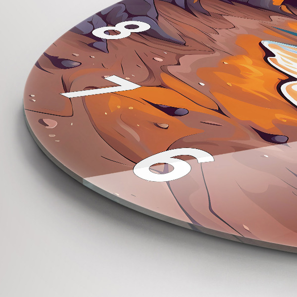 Round glass wall clock Fairytale ocean and sun