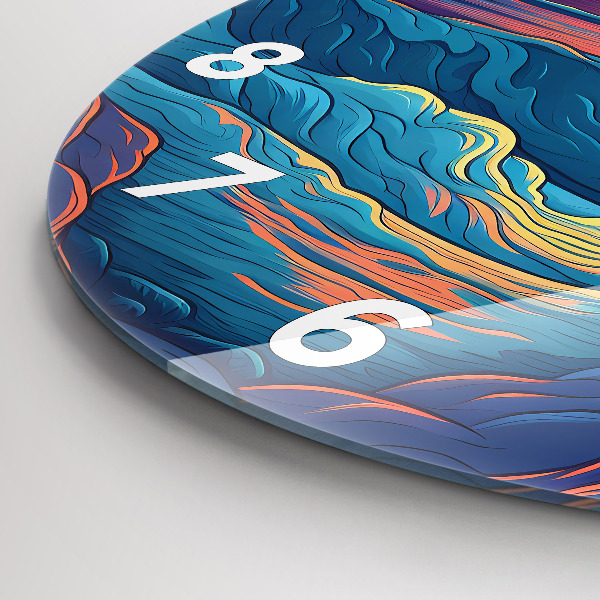 Round glass wall clock Fairytale waves and ocean