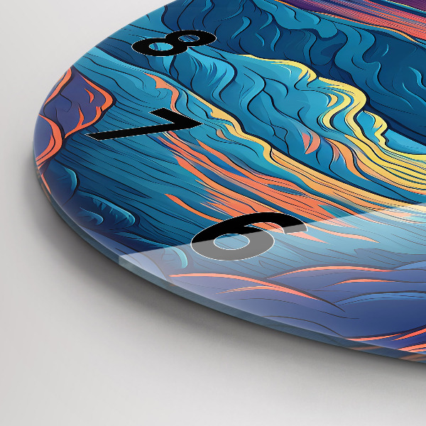 Round glass wall clock Fairytale waves and ocean