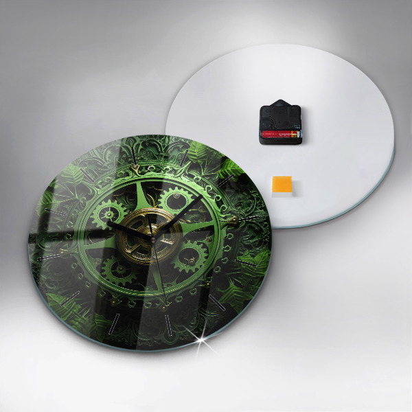 Round glass wall clock Green mechanism