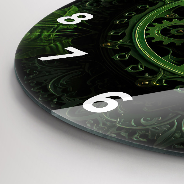 Round glass wall clock Green mechanism