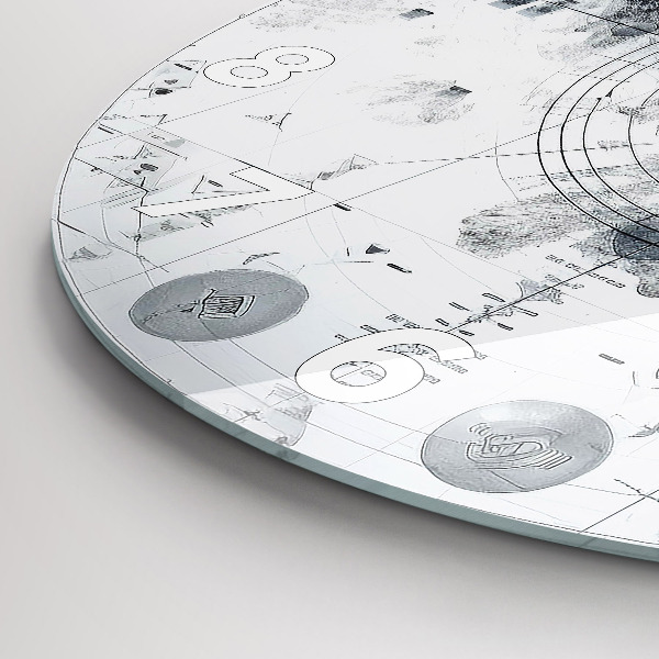 Round glass wall clock Cartoon mountains