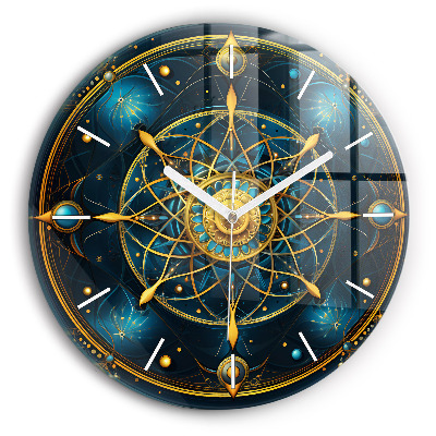 Round glass wall clock Horoscope clock