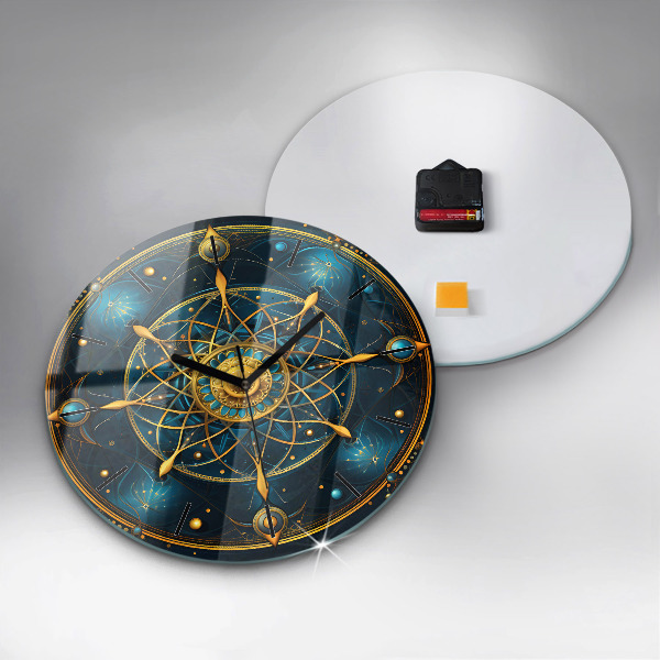Round glass wall clock Horoscope clock