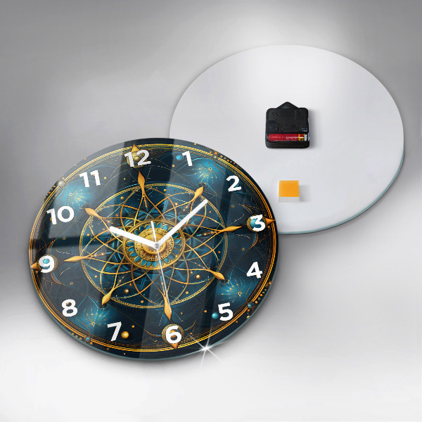 Round glass wall clock Horoscope clock