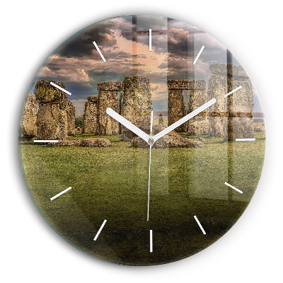Round glass wall clock Stonehenge Nimbostratus