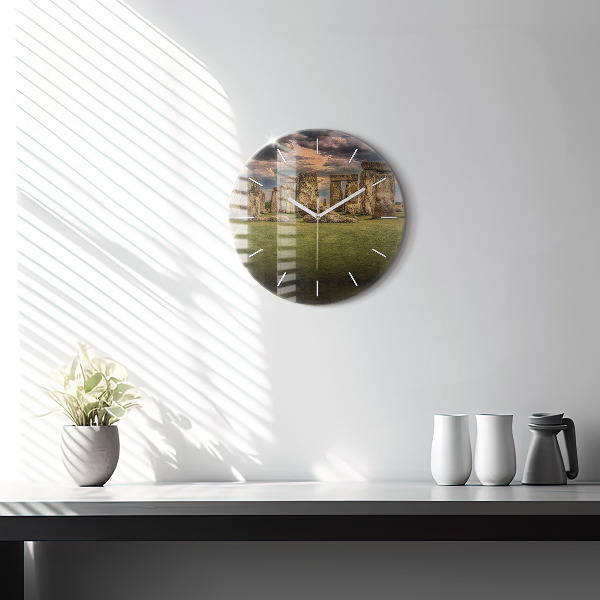 Round glass wall clock Stonehenge Nimbostratus