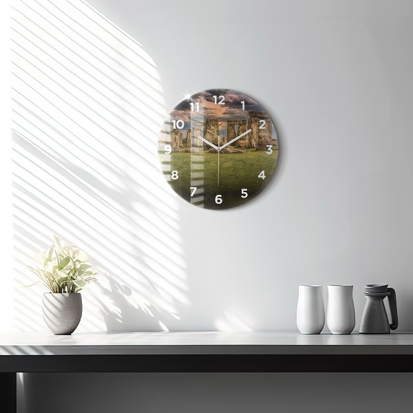 Round glass wall clock Stonehenge Nimbostratus