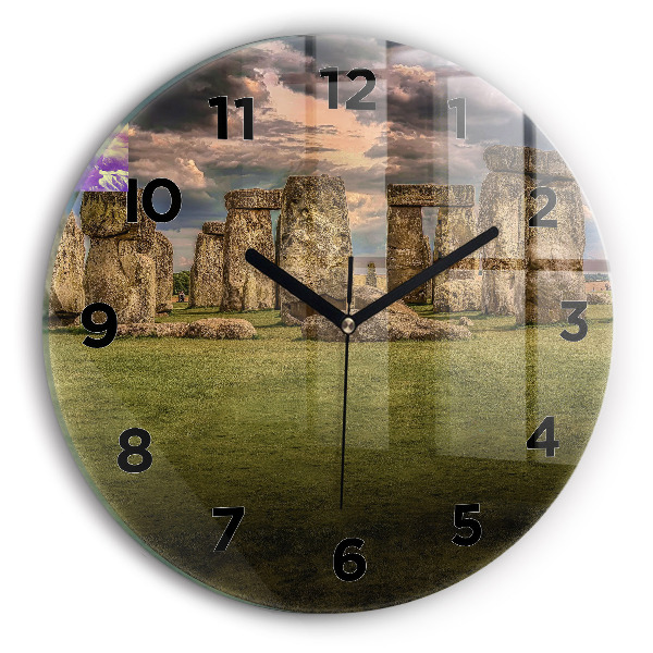 Round glass wall clock Stonehenge Nimbostratus