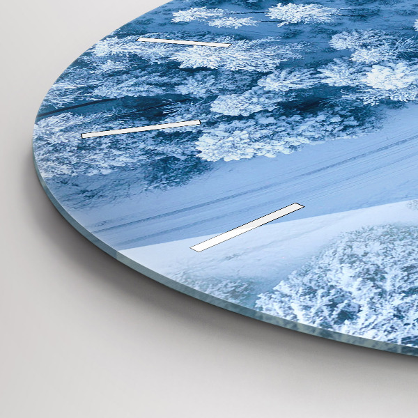 Round glass wall clock Forest from a drone