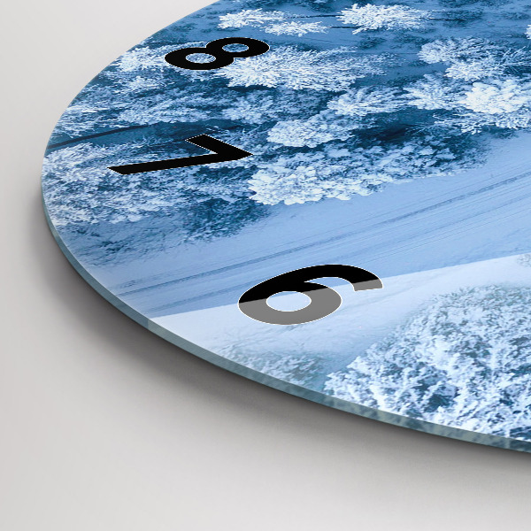 Round glass wall clock Forest from a drone