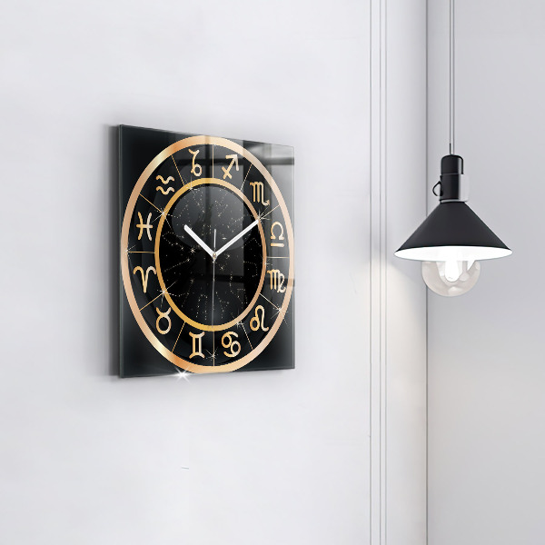 Square kitchen clock Black zodiac signs