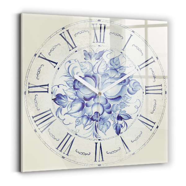 Square kitchen clock Blue flowers