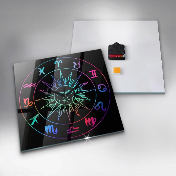 Square kitchen clock Rainbow zodiac signs