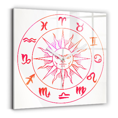 Square kitchen clock Colorful zodiac signs