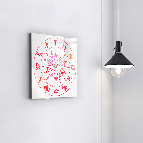 Square kitchen clock Colorful zodiac signs