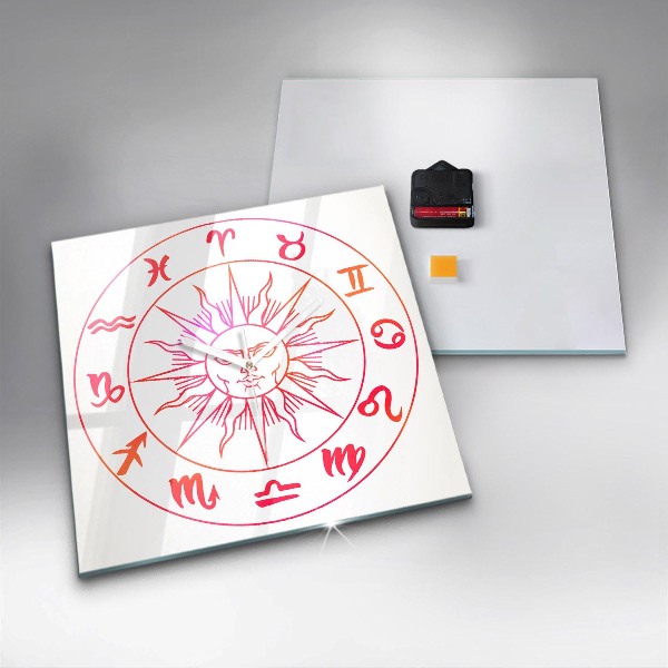 Square kitchen clock Colorful zodiac signs
