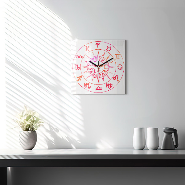 Square kitchen clock Colorful zodiac signs
