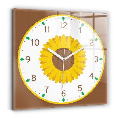 Square kitchen clock Sunflower flower