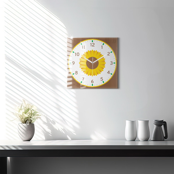Square kitchen clock Sunflower flower
