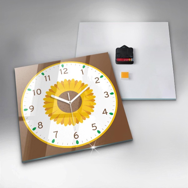 Square kitchen clock Sunflower flower