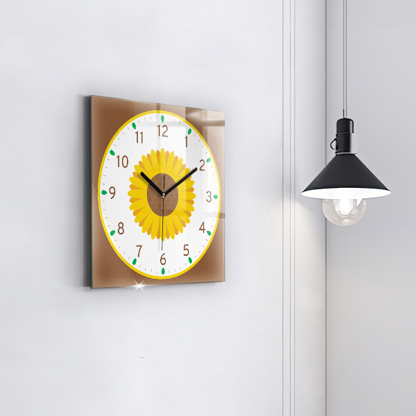 Square kitchen clock Sunflower flower