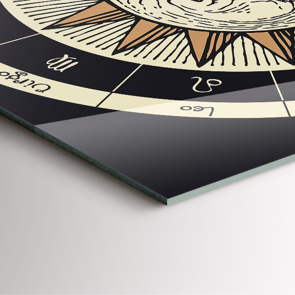 Square kitchen clock Sun and zodiacs