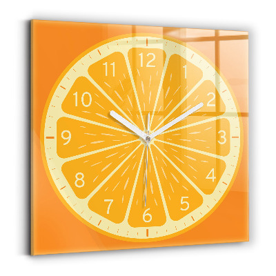 Square kitchen clock Juicy orange