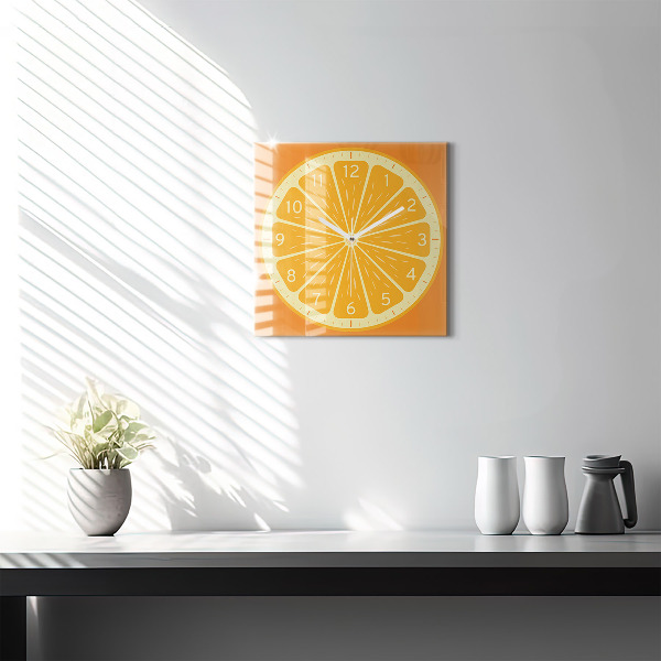 Square kitchen clock Juicy orange