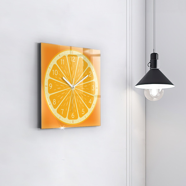 Square kitchen clock Juicy orange