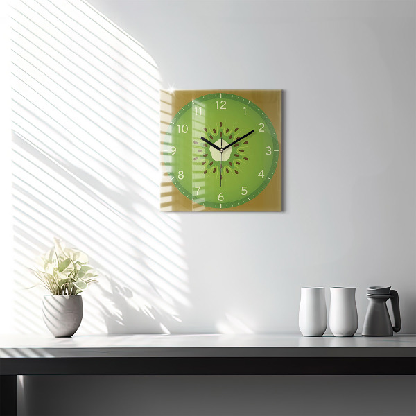 Square kitchen clock Kiwi fruit