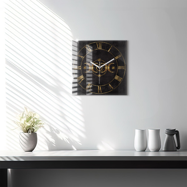 Square kitchen clock Golden Roman numerals