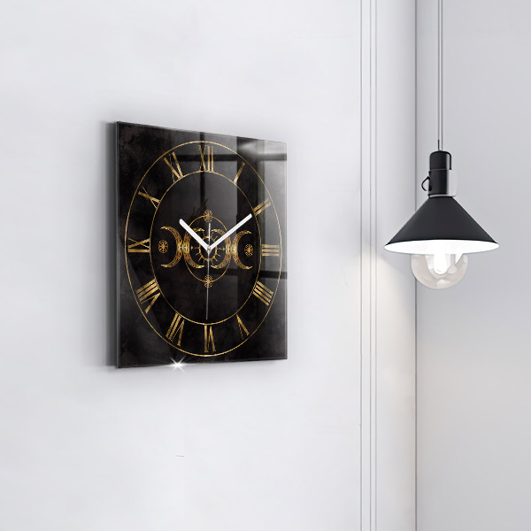 Square kitchen clock Golden Roman numerals