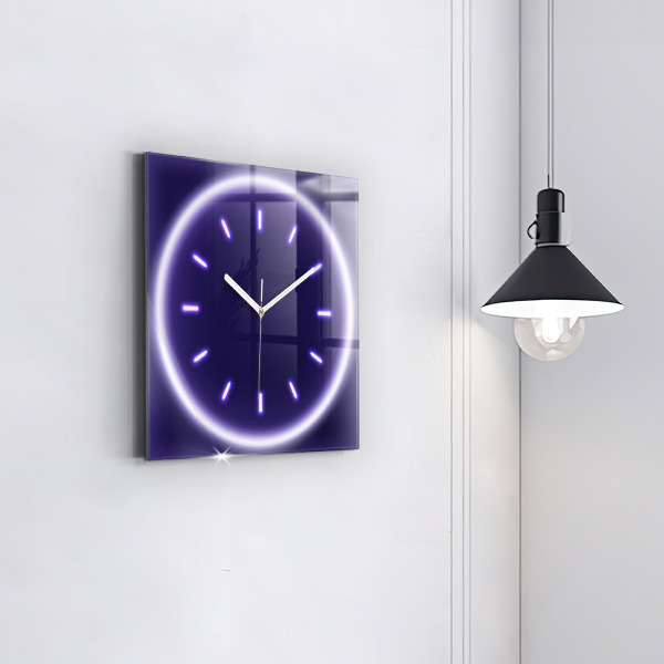 Square kitchen clock Neon lines