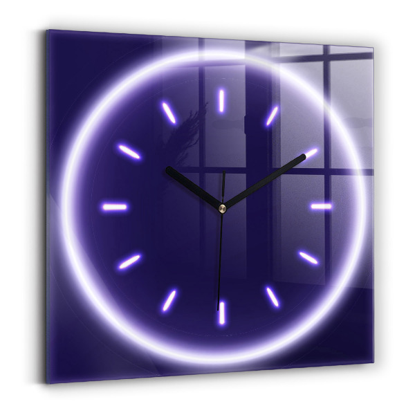 Square kitchen clock Neon lines