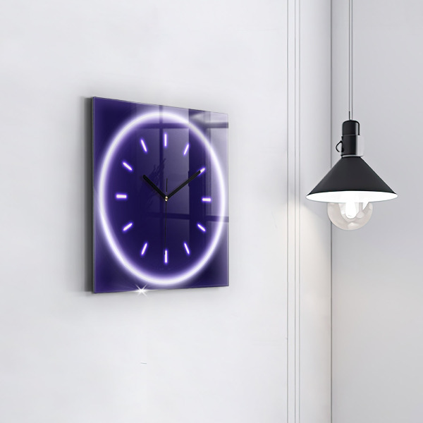 Square kitchen clock Neon lines